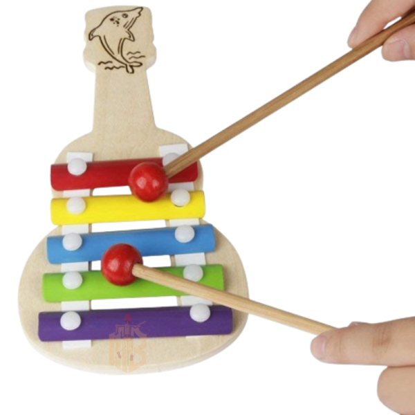 Wooden Xylophone Guitar Toy (5 Nodes) | Kids First Musical Sound Instrument Toy | Babies Toddlers 6 Months (Xylo 5nodes) - Image 5