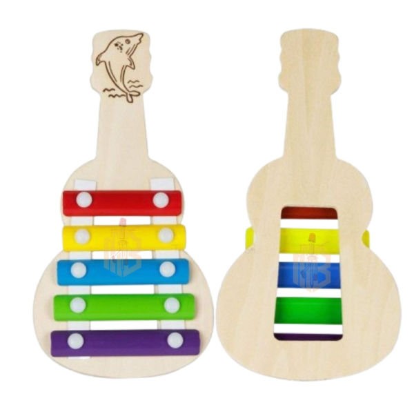 Wooden Xylophone Guitar Toy (5 Nodes) | Kids First Musical Sound Instrument Toy | Babies Toddlers 6 Months (Xylo 5nodes) - Image 2