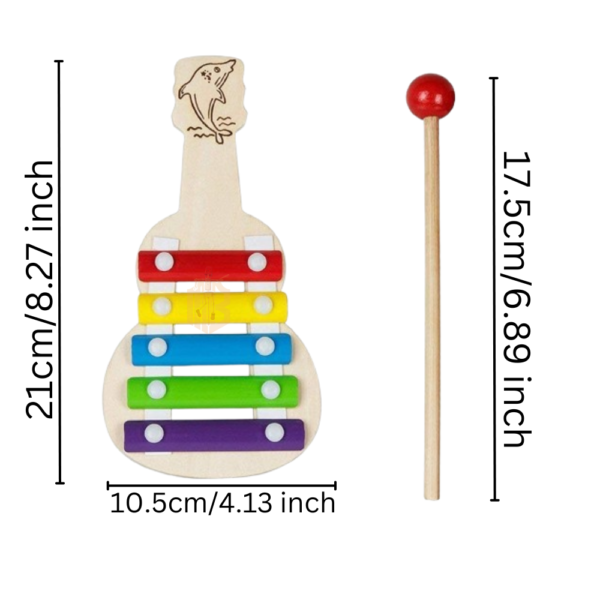Wooden Xylophone Guitar Toy (5 Nodes) | Kids First Musical Sound Instrument Toy | Babies Toddlers 6 Months (Xylo 5nodes) - Image 3