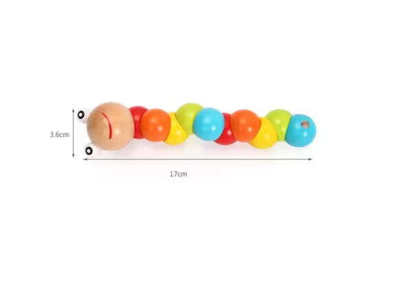 Wooden Flexible Caterpillar Toy – Montessori Educational Sensory Toy for Toddlers & Kids – Colorful Hand-Eye Coordination Development Toy - Image 4
